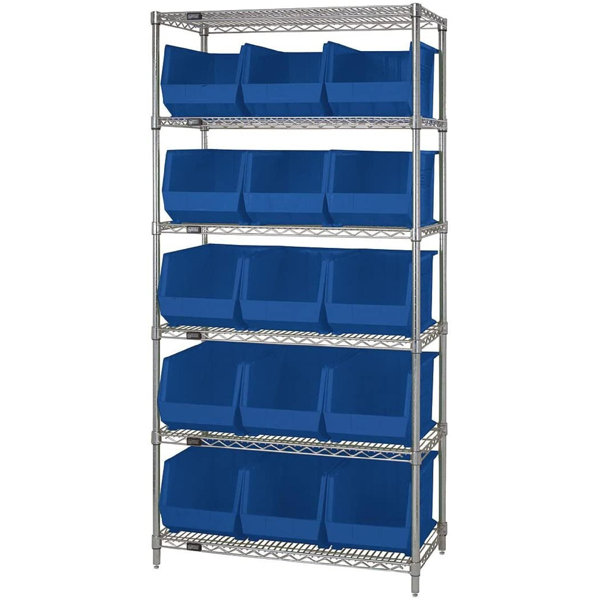 Rebrilliant 6Tier Complete Wire Shelving System With 15 QUS260 Blue